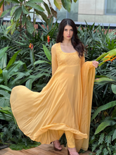 Candy Yellow Chikankari Anarkali (Set of 3)